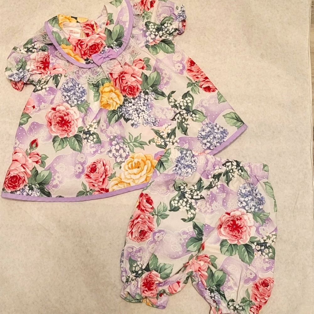Vintage two piece floral cotton outfit